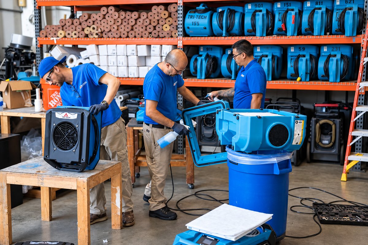 Tri-Tech technicians preparing equipment